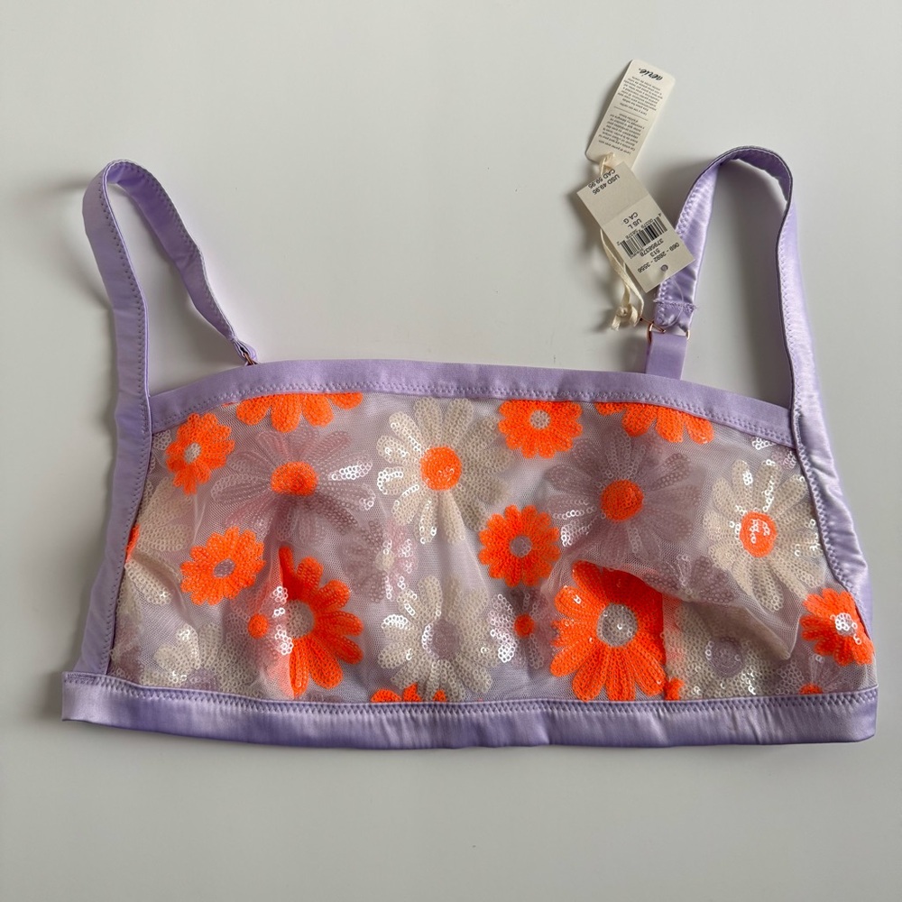 Aerie Sequin Floral Embroidery Bandeau. Size: L. NWT! - Picture 5 of 10